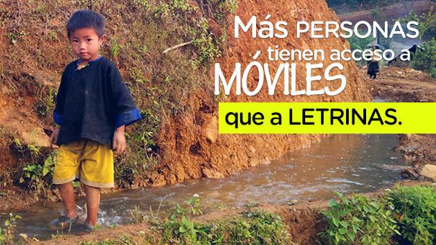 ¿Sabías que hay más personas en el mundo con acceso a un teléfono móvil que a una letrina? #díaMundialAgua