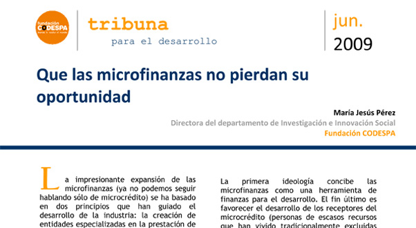 Que las microfinanzas no pierdan su oportunidad