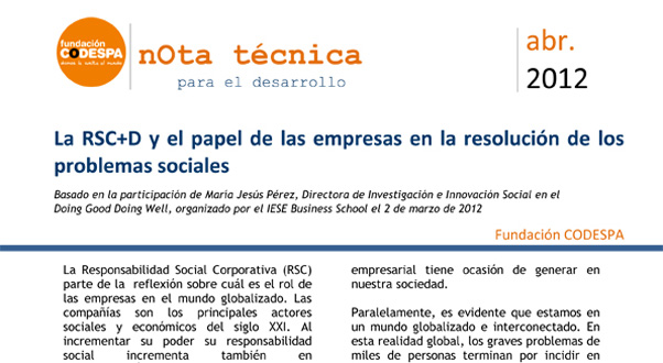 La RSC+D y el papel de las empresas en la resolución de los problemas sociales